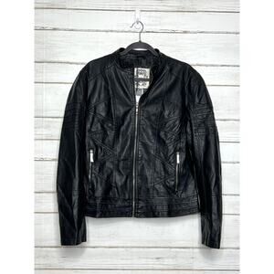 Made by Johnny Black Faux Leather Moto Jacket Size XXL Zip Front